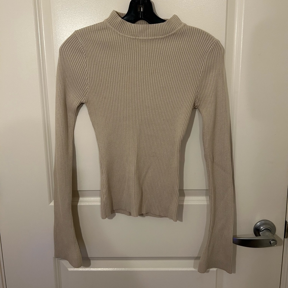 Together Ribbed Cream Long Sleeve Top